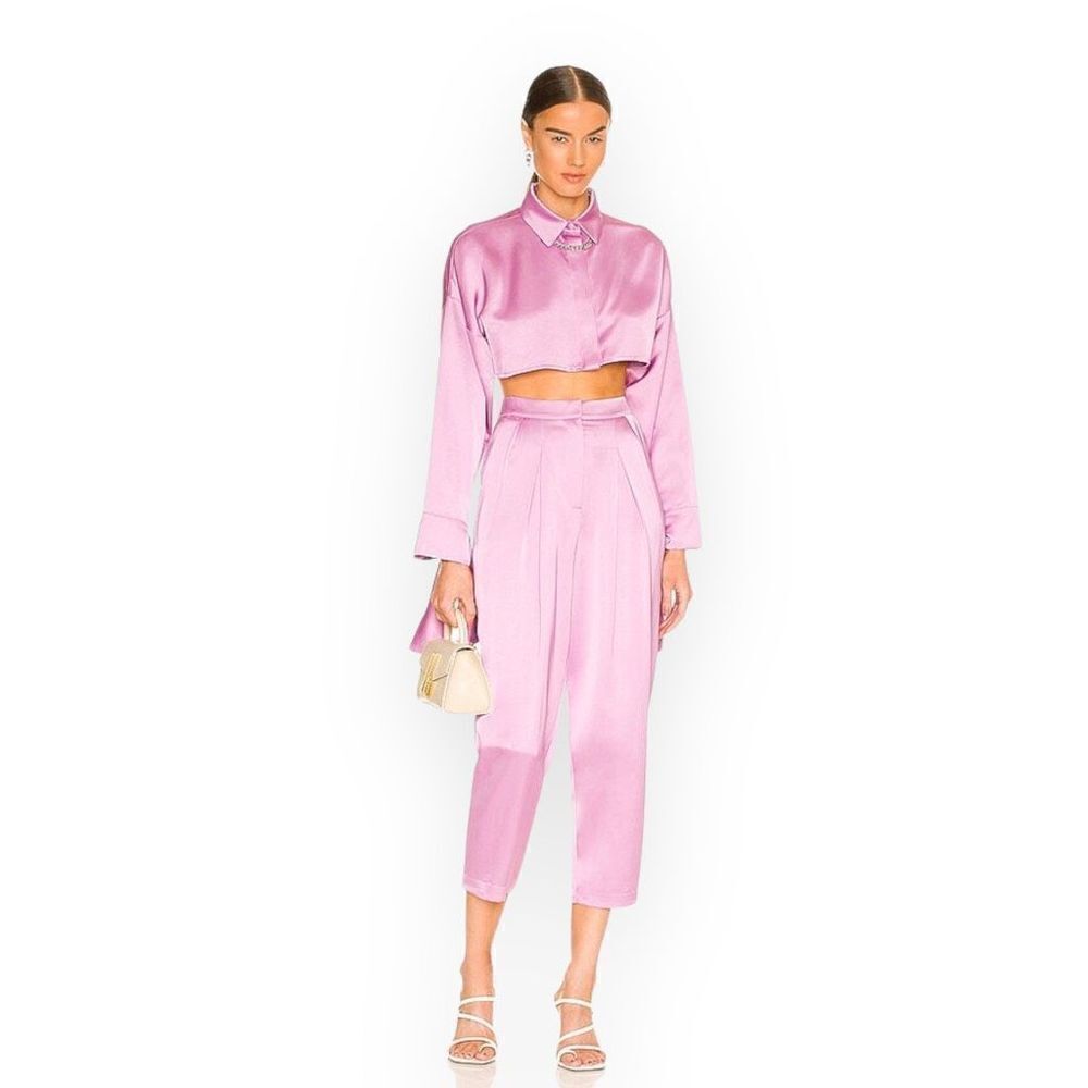 SELMACILEK Pleated High Rise Pant in Lilac‎